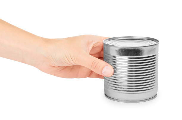 istock aluminum container can in hand. Isolated on white background 842210062