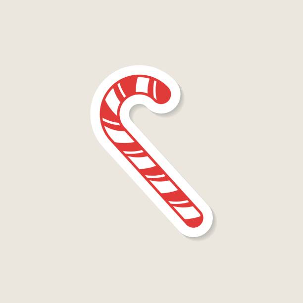 귀여운 크리스마스 아이콘 스티커 - candy cane 이미지 stock illustrations