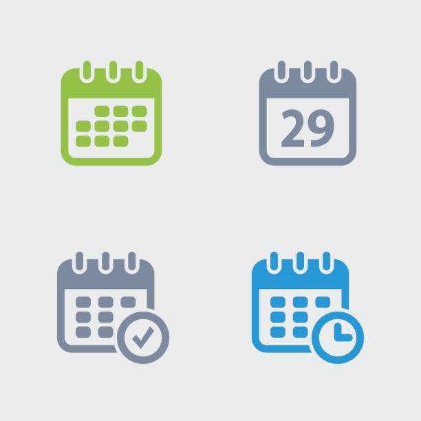 Calendars - Granite Icons A set of 4 professional, pixel-perfect icons designed on a 32x32 pixel grid. agenda stock illustrations