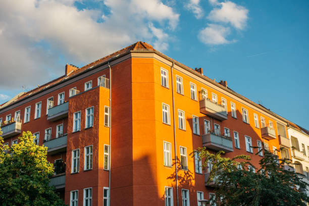istock orange corner house in warm sunlight 842214428