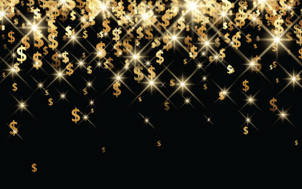 Black background with dollar signs. Black luminous background with golden dollar signs. Vector paper illustration. dollar sign background stock illustrations