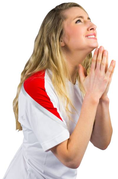 Nervous football fan in white Nervous football fan in white on white background football2014 stock pictures, royalty-free photos & images