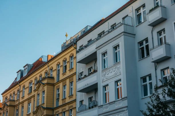 istock orange and grey houses in a row at germany 842217418