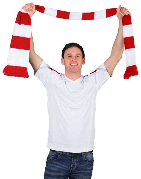istock Cheering football fan in white 842217696