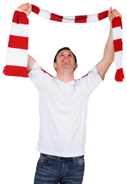 istock Cheering football fan in white 842217716