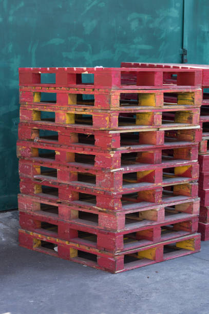 istock Old wooden  pallets,industrial object. 842219948