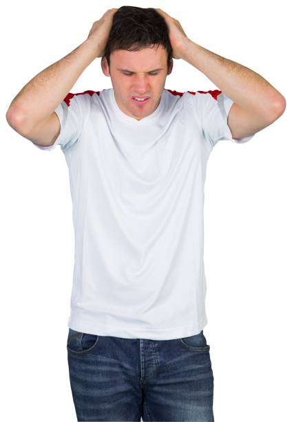 istock Smiling football fan in white 842219976