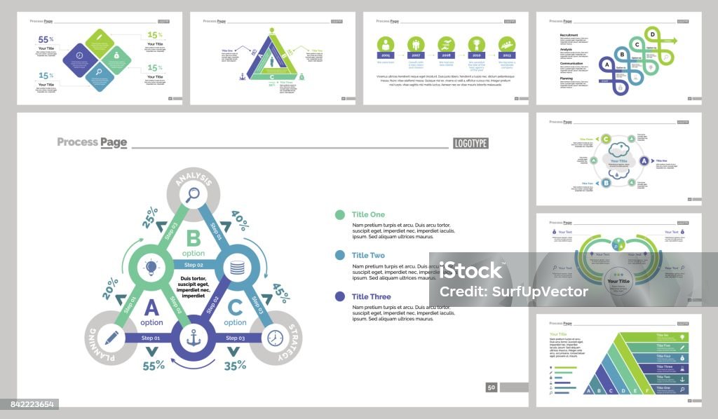 Eight Analysis Slide Templates Set Stock Illustration - Download Image ...