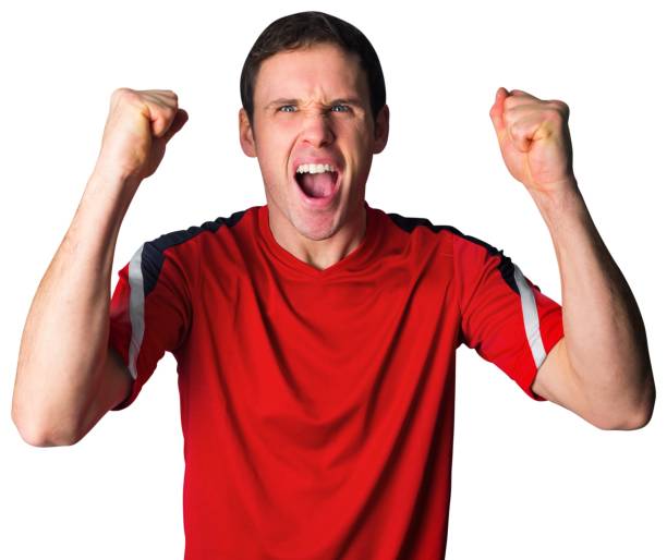 istock Cheering football fan in red 842228214