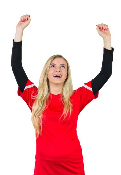 istock Cheering football fan in red 842228372