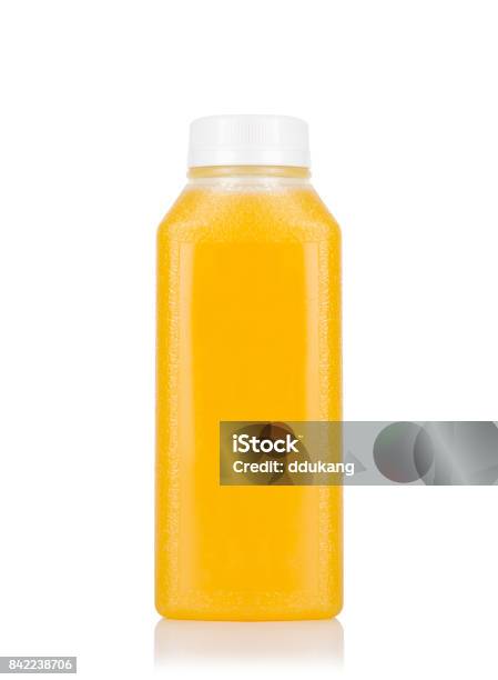 One Bottle Orange Juice With White Background Stock Photo - Download Image Now - Bottle, Juice - Drink, Orange - Fruit
