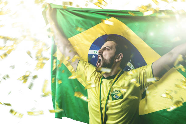 istock Brazilian fan celebrating 842244208