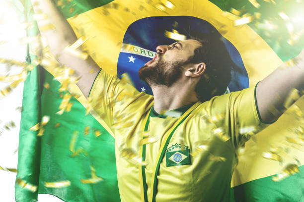 istock Brazilian fan celebrating 842244260