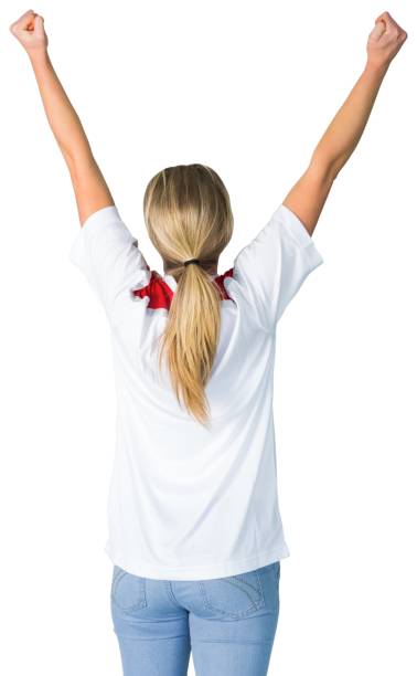 istock Cheering football fan in white 842247132