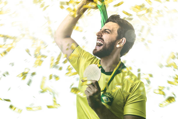istock Brazilian fan celebrating 842253718