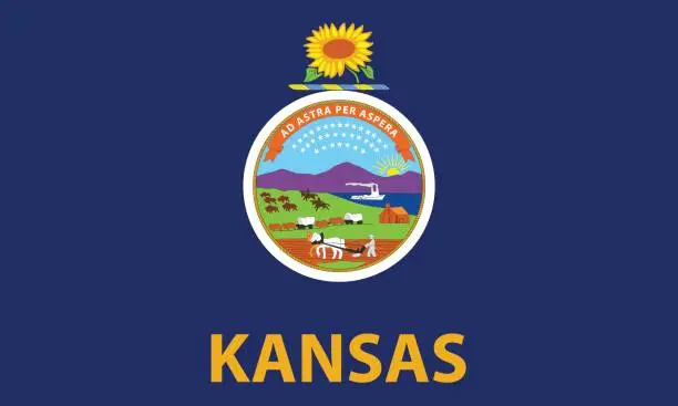 Vector illustration of Kansas State Flag