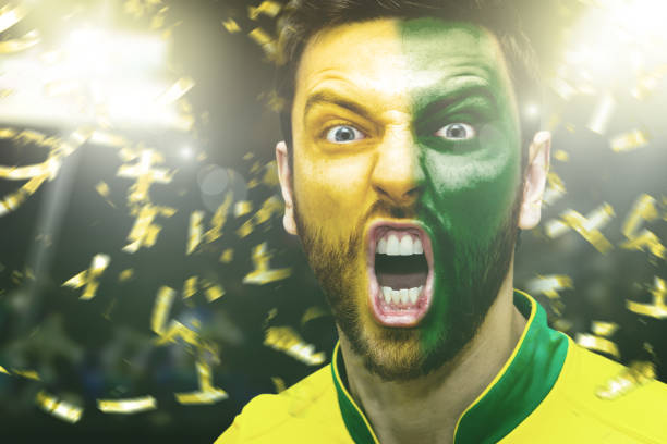 istock Brazilian fan celebrating 842254436
