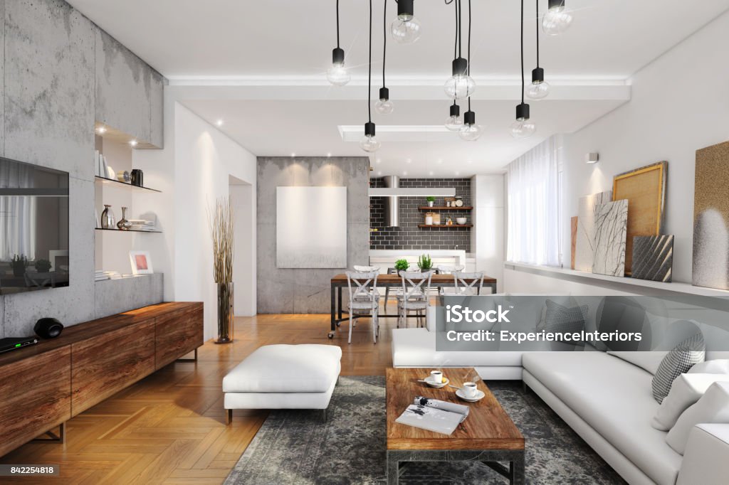 Moderne Hipster Wohnung innen - Lizenzfrei Wohnzimmer Stock-Foto