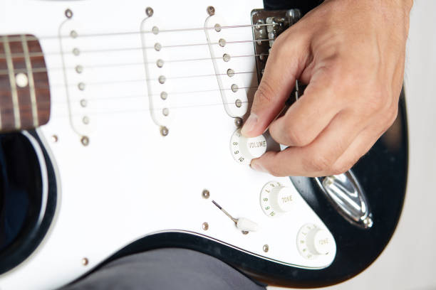 istock Close up of a lefty electric guitar being played 842265944