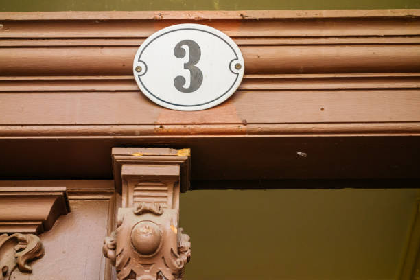 istock old number sign on door with letters three 842266556