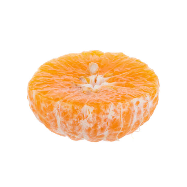 istock Half orange fruit on white background, fresh and juicy 842266920