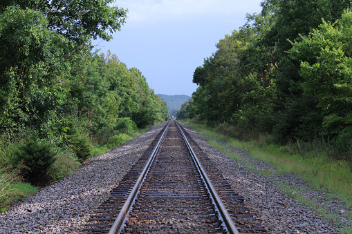 Train Tracks Fading Off Into the Far Distance