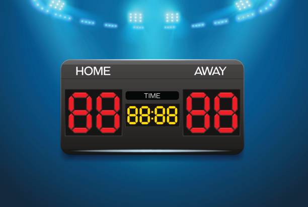 scoreboard and spotlight with stadium background scoreboard and spotlight with stadium background vector illustration back board basketball stock illustrations