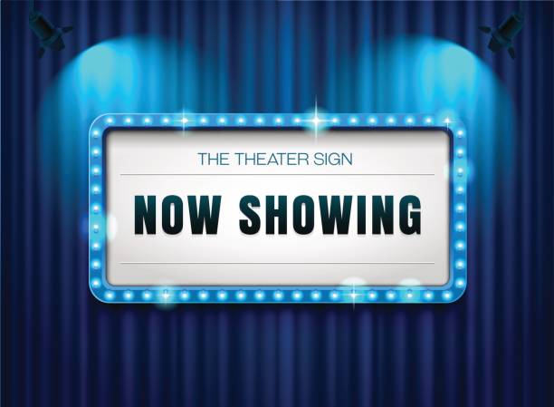 istock theater sign or cinema sign on curtain with spot light,frame,border 842285974