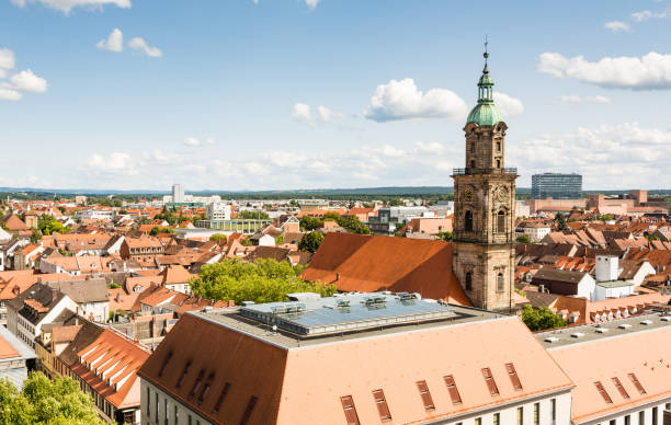Aerial view over the city of Erlangen stock photo