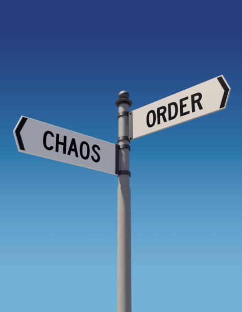 istock Street signs pointing opposite directions: Chaos or Order. 842293286