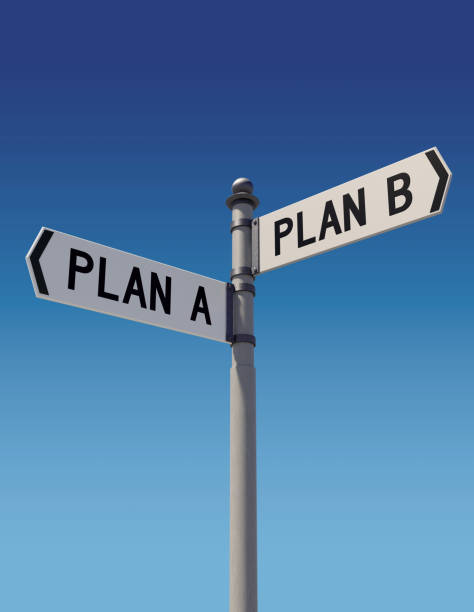 istock Street signs pointing opposite directions: Plan A or Plan B. 842293316