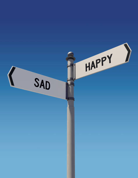 istock Street signs pointing opposite directions: Sad or Happy. 842302348