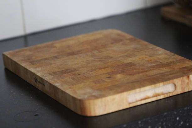 wooden cutting board stock photo
