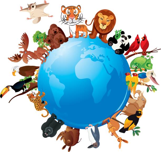 stockillustraties, clipart, cartoons en iconen met dieren-planeet - dierendag
