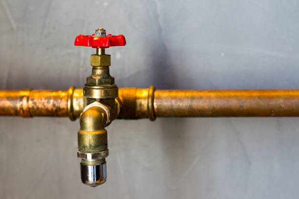istock vintage tap with copper pipe an red wheel 842311252