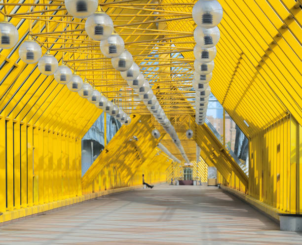 istock circles lighting in the interior of the yellow bridge 842312056