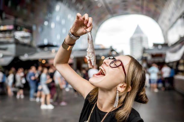 Woman with dutch herring