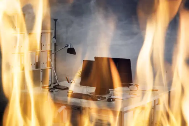 Close-up Of Fire Burning Inside The Office Cabin