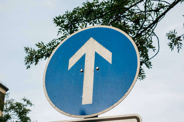 istock traffic sign with white arrow 842327392