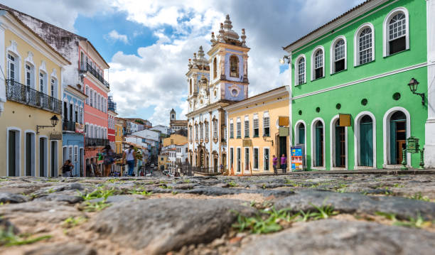 surface view on historic center pelourinho in salvador - pelourinho imagens e fotografias de stock