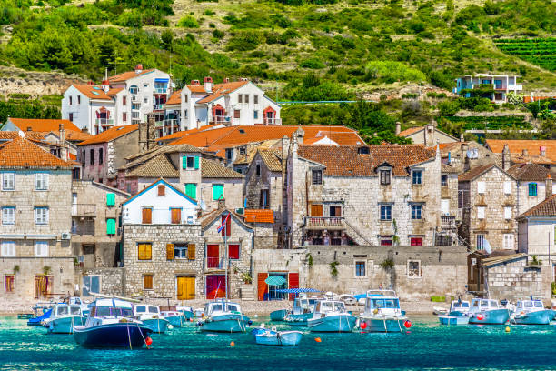 istock Komiza Vis island landscape. 842327822