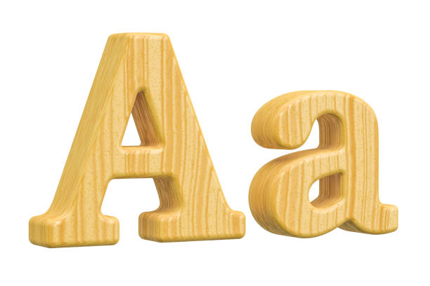 English wooden letter A, 3D rendering isolated on white background English wooden letter A, 3D rendering isolated on white background large letter a stock pictures, royalty-free photos & images