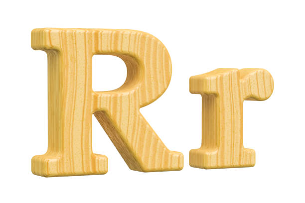 istock English wooden letter R, 3D rendering isolated on white background 842330636