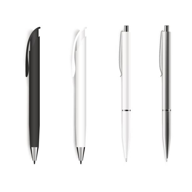 ilustrações de stock, clip art, desenhos animados e ícones de set of blank pens isolated on white background. vector. - pen