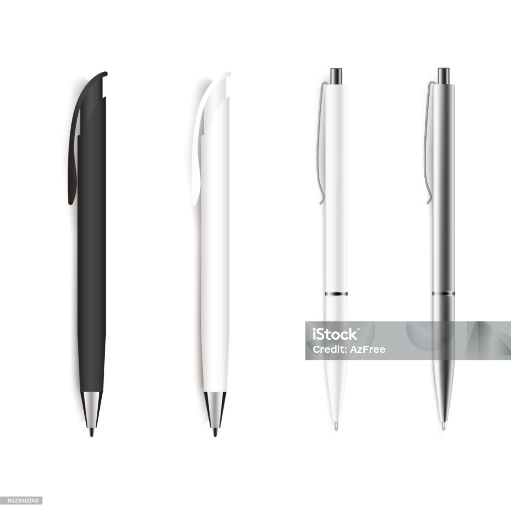 Set of blank pens isolated on white background. Vector. Pen stock vector