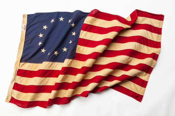 Revolutionary Flag Vintage American flag colonial style stock pictures, royalty-free photos & images