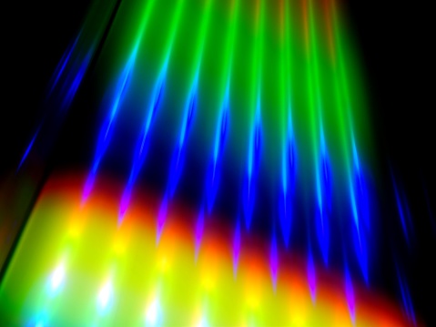 Abstraction of neon rays on a black background