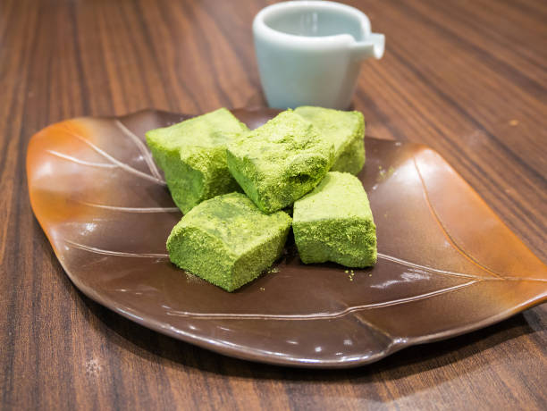 istock Green tea mochi with sweet syrup 842362922