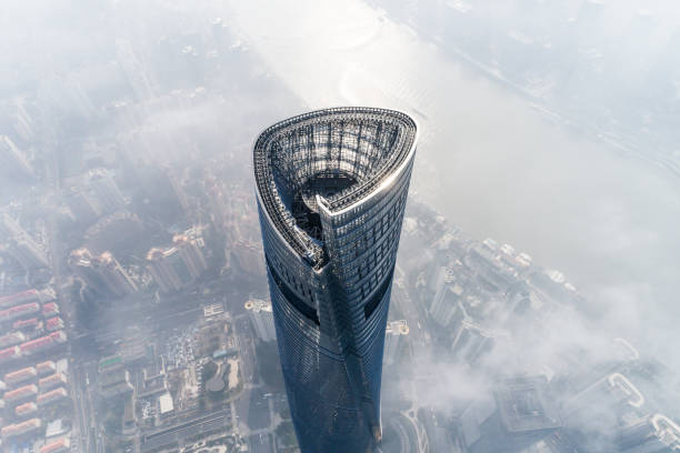 tramonto sullo skyline di shanghai - shanghai tower foto e immagini stock