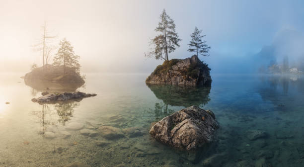 istock Germany. Ramsau. Lake Hintersee. Foggy morning 842370588